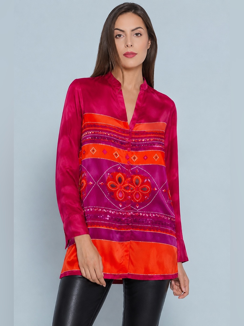 Diane Gilman Vintage 100% Silk Sequin Embellished Blouse Women Size M